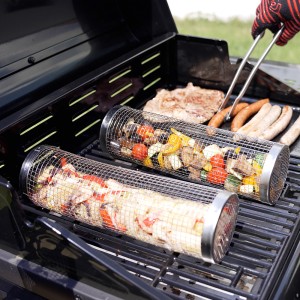 Lot de 2 grilles de cuisson cylindriques pour barbecue